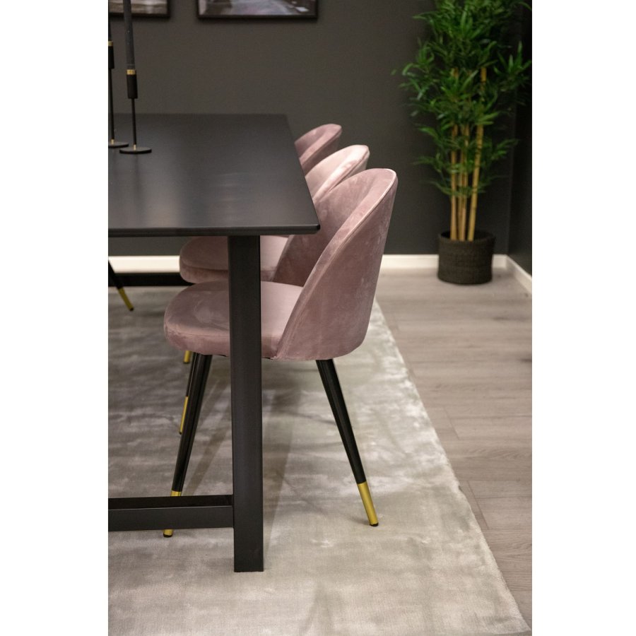 VENTURE DESIGN Spisebordstol i flyel, med armlener - gammelrosa velur og metall