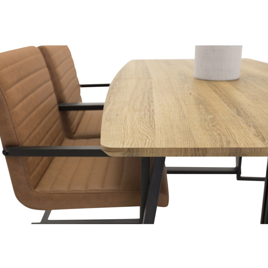 VENTURE DESIGN Art spisebordsstol, med armlener - brun PU og sort metall