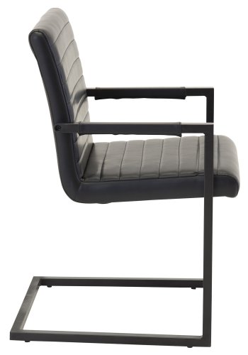 VENTURE DESIGN Art spisebordsstol, med armlener - sort PU og metall