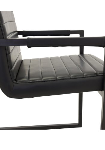 VENTURE DESIGN Art spisebordsstol, med armlener - sort PU og metall