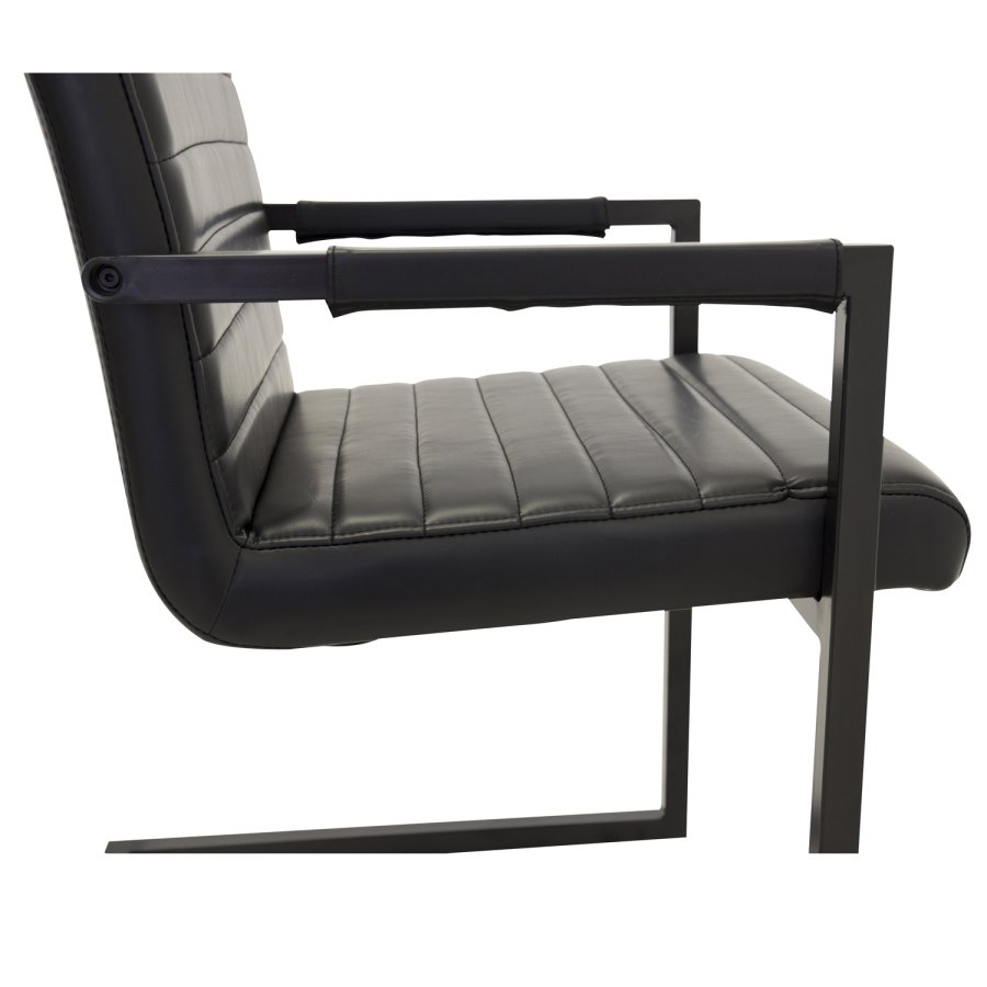 VENTURE DESIGN Art spisebordsstol, med armlener - sort PU og metall