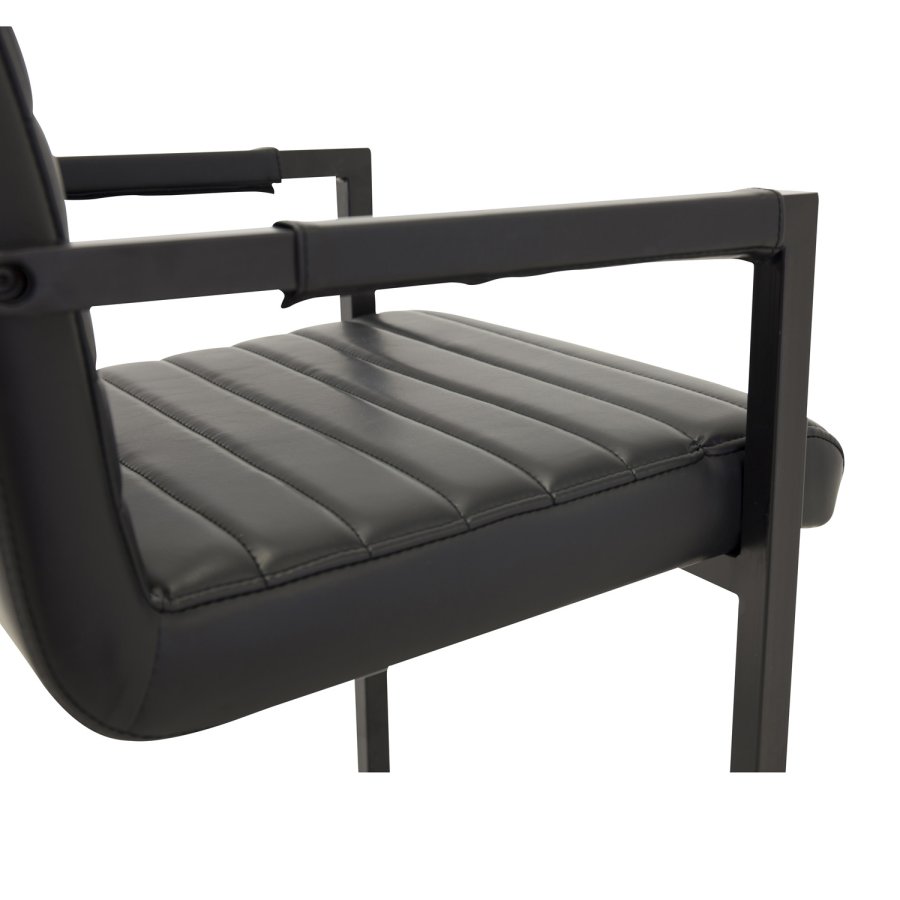 VENTURE DESIGN Art spisebordsstol, med armlener - sort PU og metall