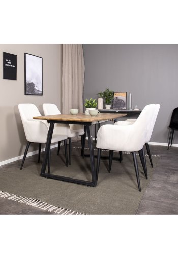 VENTURE DESIGN Inca Matbord, med Utdragsfunktion - Papper MDF och Svart Metall (160 x 85 cm)