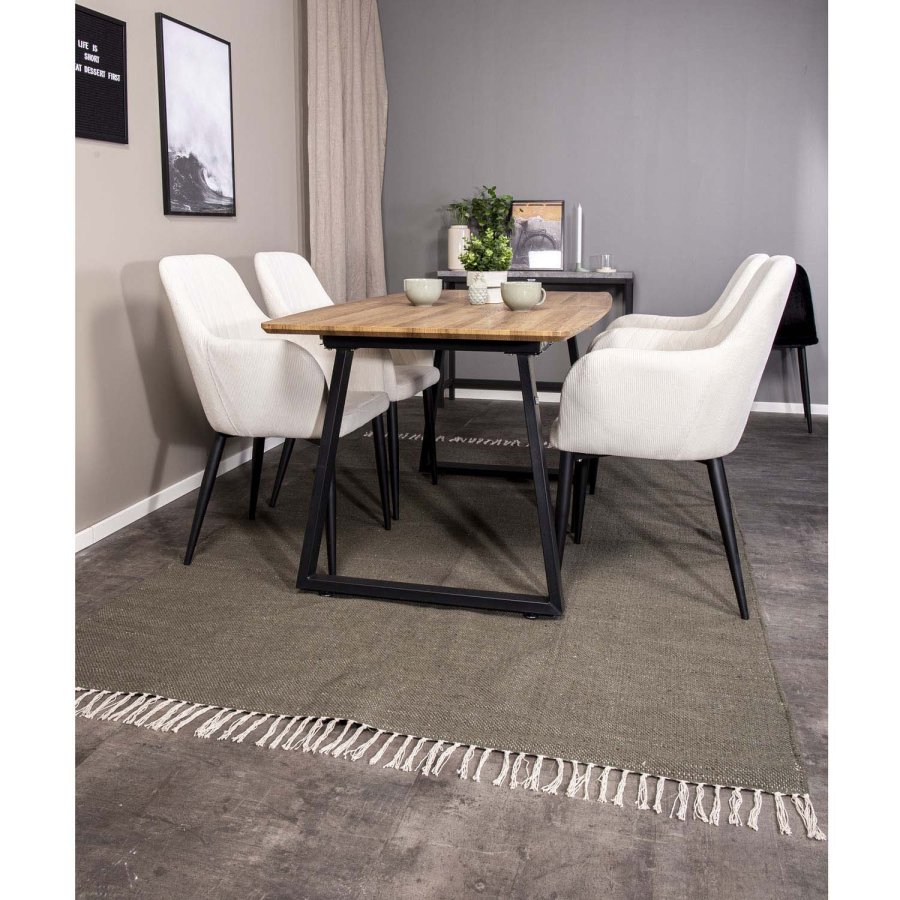 VENTURE DESIGN Inca Matbord, med Utdragsfunktion - Papper MDF och Svart Metall (160 x 85 cm)