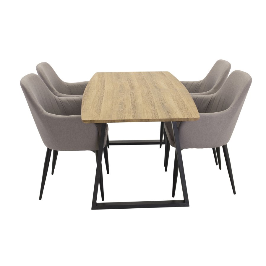 VENTURE DESIGN Inca Matbord, med Utdragsfunktion - Papper MDF och Svart Metall (160 x 85 cm)