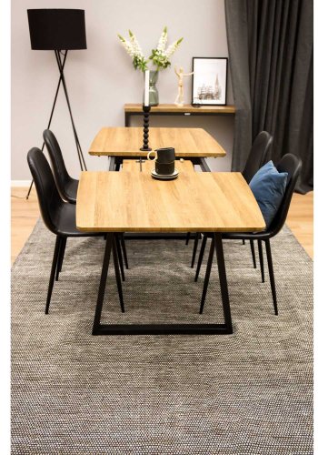 VENTURE DESIGN Inca Matbord, med Utdragsfunktion - Papper MDF och Svart Metall (160 x 85 cm)