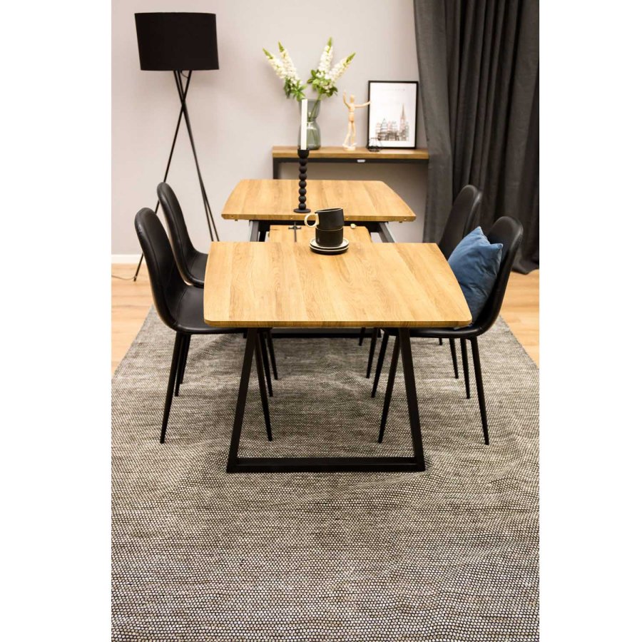 VENTURE DESIGN Inca Matbord, med Utdragsfunktion - Papper MDF och Svart Metall (160 x 85 cm)