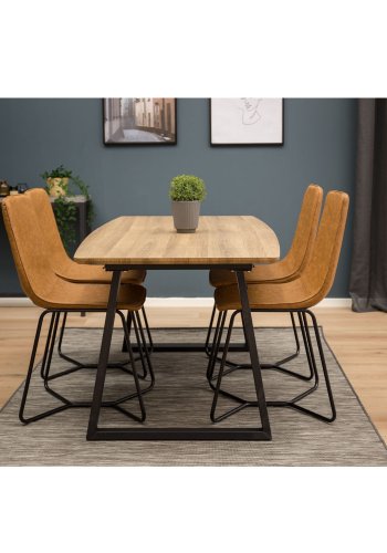 VENTURE DESIGN Inca Matbord, med Utdragsfunktion - Papper MDF och Svart Metall (160 x 85 cm)