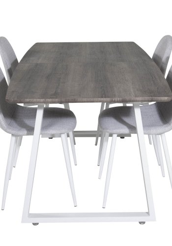 VENTURE DESIGN Inca spisebord, m. butterflybordplade - gr MDF og hvid metal (160x85)