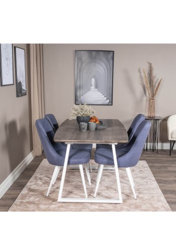 VENTURE DESIGN Inca spisebord, m. butterflybordplade - gr MDF og hvid metal (160x85)