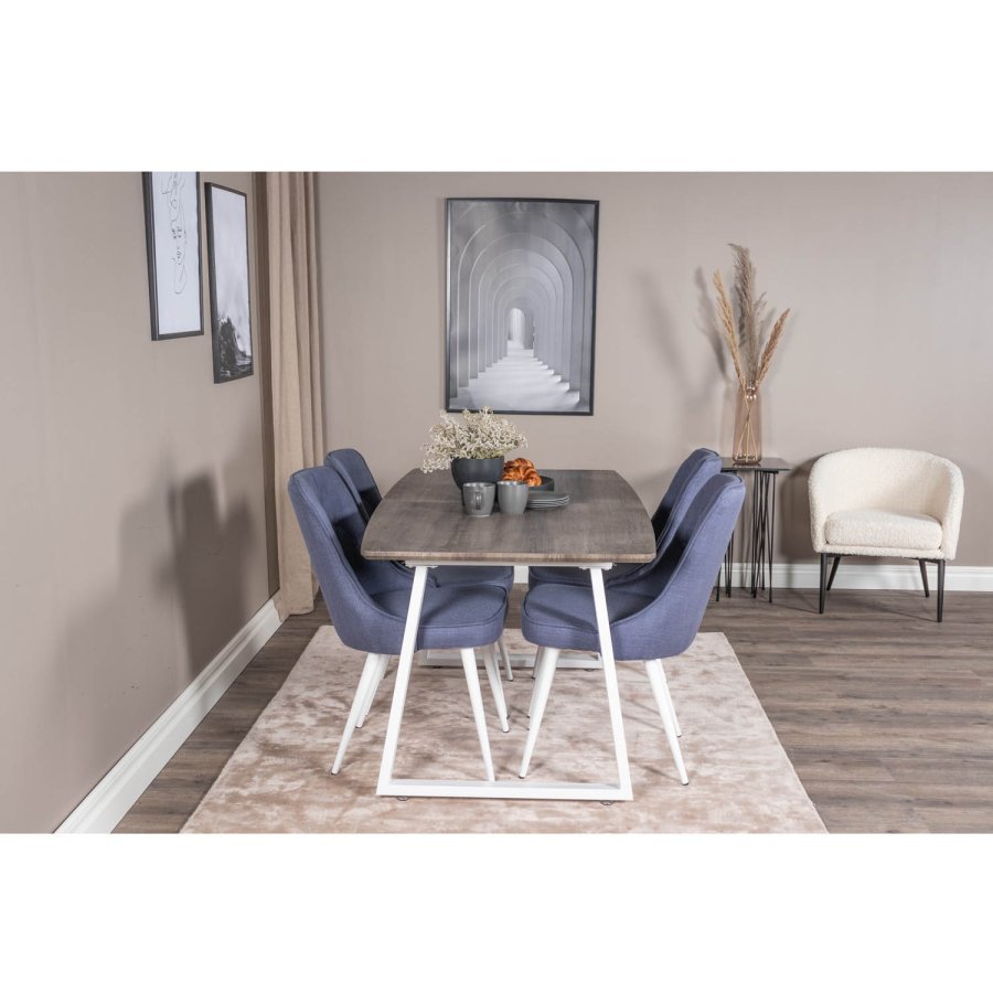 VENTURE DESIGN Inca spisebord, m. butterflybordplade - gr MDF og hvid metal (160x85)