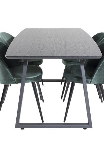 VENTURE DESIGN Inca spisebord, m. butterflybordplade - sort MDF og sort metal (160x85)