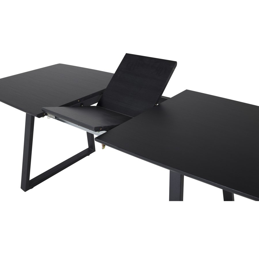 VENTURE DESIGN Inca spisebord, m. butterflybordplade - sort MDF og sort metal (160x85)