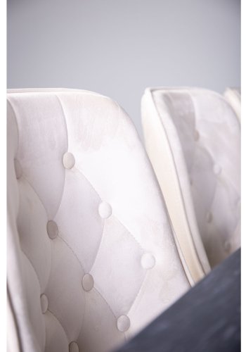 VENTURE DESIGN Velvet Deluxe spisebordsstol, med armlener - beige velour og messingmetall