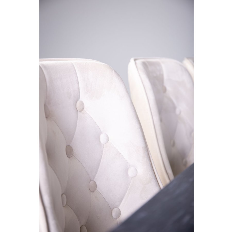 VENTURE DESIGN Velvet Deluxe spisebordsstol, med armlener - beige velour og messingmetall