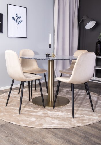 VENTURE DESIGN Estelle Esstisch &ndash; schwarzer Marmor und Messingmetall (�106)