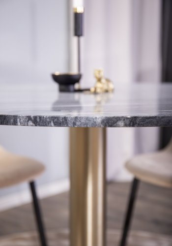 VENTURE DESIGN Estelle Esstisch &ndash; schwarzer Marmor und Messingmetall (�106)