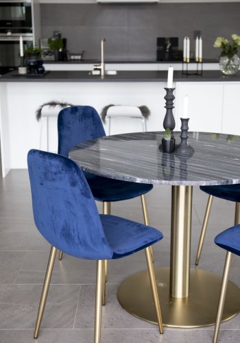 VENTURE DESIGN Estelle Esstisch &ndash; schwarzer Marmor und Messingmetall (�106)