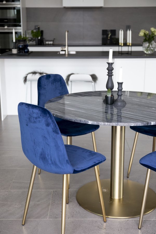 VENTURE DESIGN Estelle Esstisch &ndash; schwarzer Marmor und Messingmetall (�106)