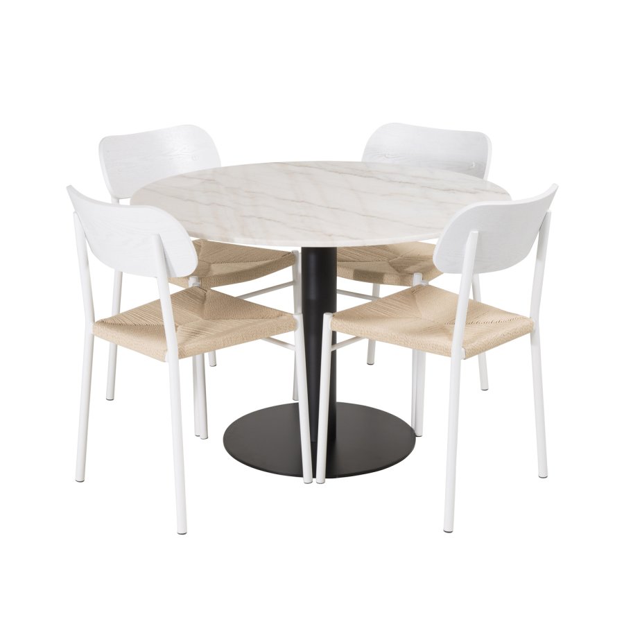 VENTURE DESIGN Estelle Esstisch &ndash; wei&szlig;er Marmor und schwarzes Metall (�106)