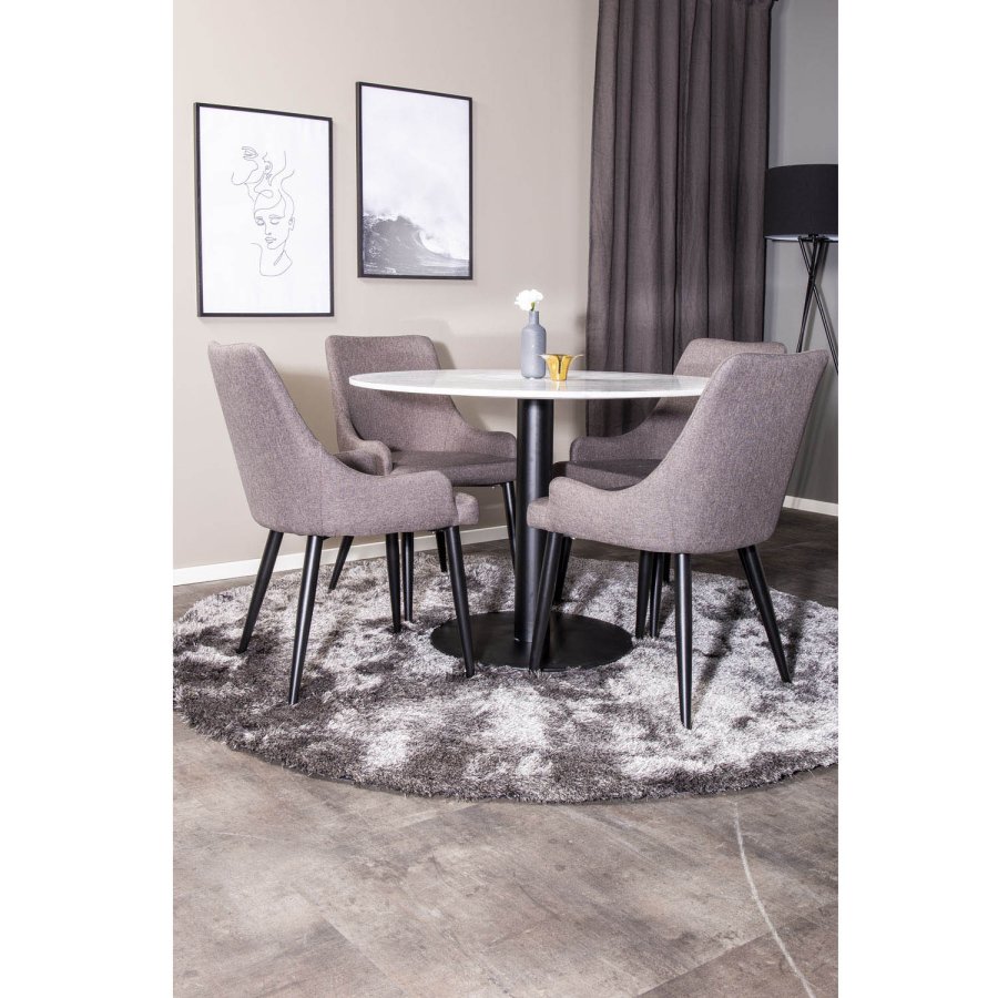 VENTURE DESIGN Estelle Esstisch &ndash; wei&szlig;er Marmor und schwarzes Metall (�106)