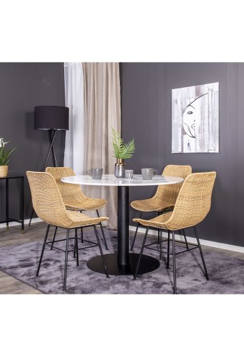 VENTURE DESIGN Estelle Esstisch &ndash; wei&szlig;er Marmor und schwarzes Metall (�106)