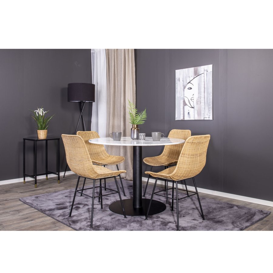 VENTURE DESIGN Estelle Esstisch &ndash; wei&szlig;er Marmor und schwarzes Metall (�106)