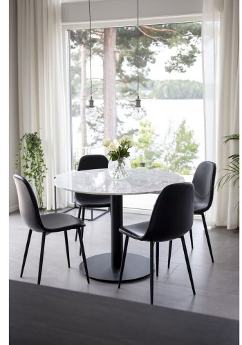 VENTURE DESIGN Estelle Esstisch &ndash; wei&szlig;er Marmor und schwarzes Metall (�106)