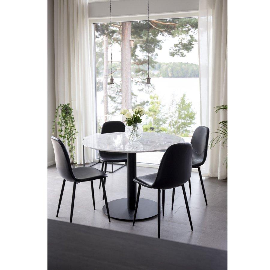 VENTURE DESIGN Estelle Esstisch &ndash; wei&szlig;er Marmor und schwarzes Metall (�106)