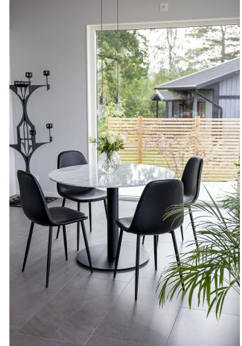 VENTURE DESIGN Estelle Esstisch &ndash; wei&szlig;er Marmor und schwarzes Metall (�106)