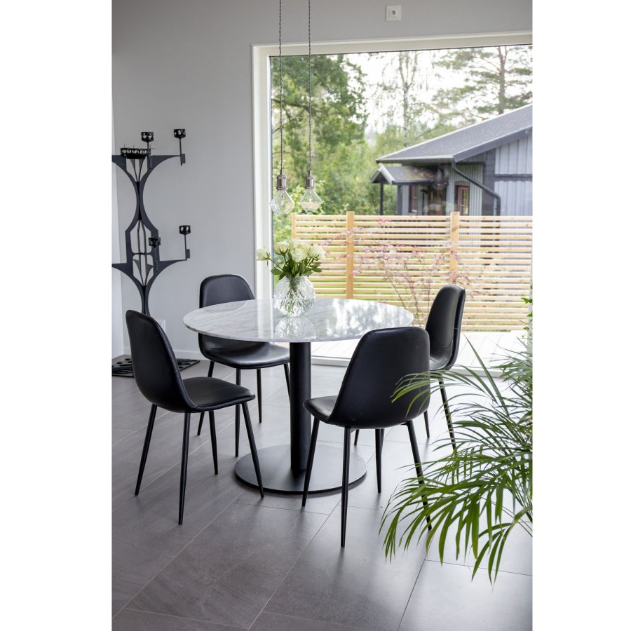 VENTURE DESIGN Estelle Esstisch &ndash; wei&szlig;er Marmor und schwarzes Metall (�106)