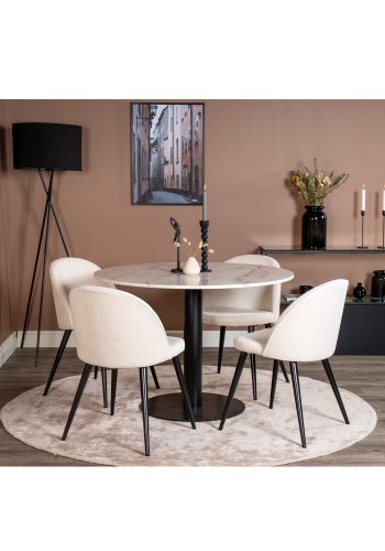 VENTURE DESIGN Estelle Esstisch &ndash; wei&szlig;er Marmor und schwarzes Metall (�106)