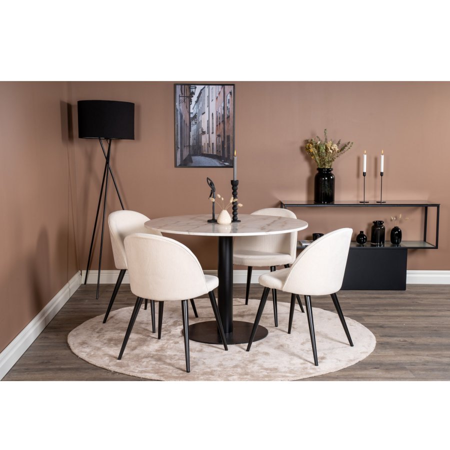 VENTURE DESIGN Estelle Esstisch &ndash; wei&szlig;er Marmor und schwarzes Metall (�106)