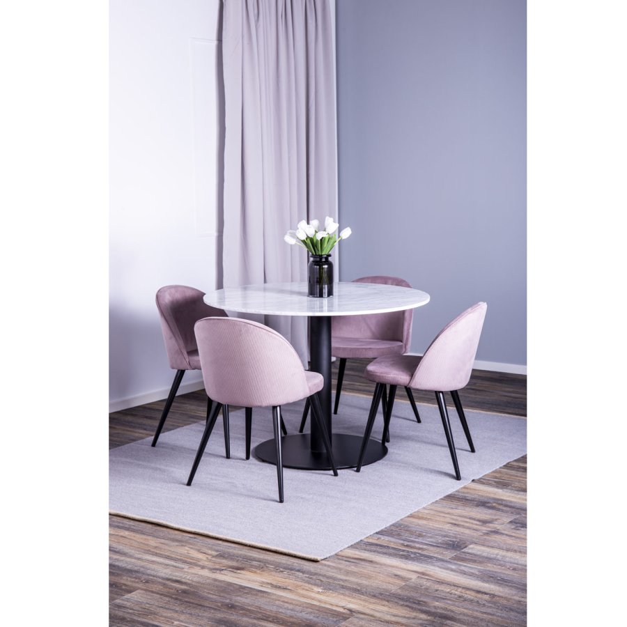 VENTURE DESIGN Estelle Esstisch &ndash; wei&szlig;er Marmor und schwarzes Metall (�106)