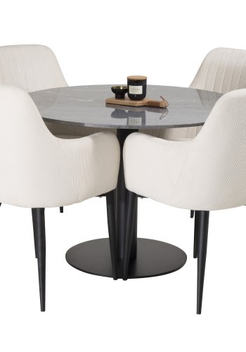 VENTURE DESIGN Estelle Esstisch &ndash; schwarzer Marmor und Metall (�106)