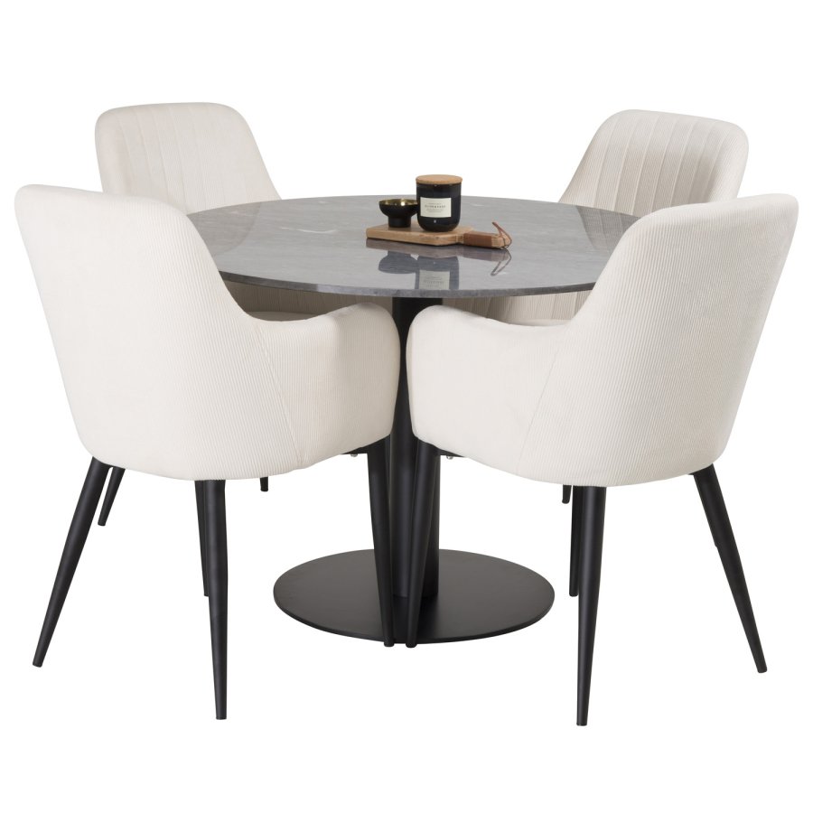 VENTURE DESIGN Estelle Esstisch &ndash; schwarzer Marmor und Metall (�106)