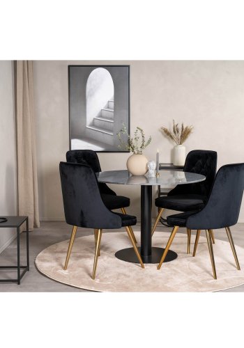 VENTURE DESIGN Estelle Esstisch &ndash; schwarzer Marmor und Metall (�106)