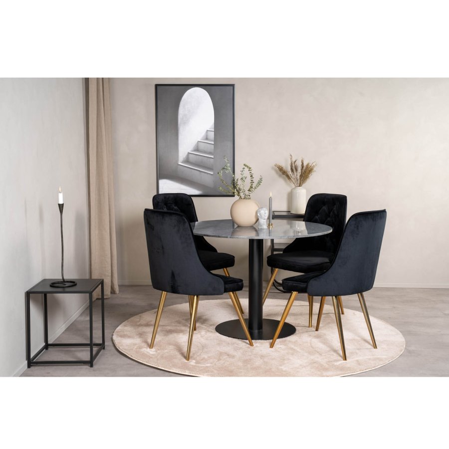 VENTURE DESIGN Estelle Esstisch &ndash; schwarzer Marmor und Metall (�106)