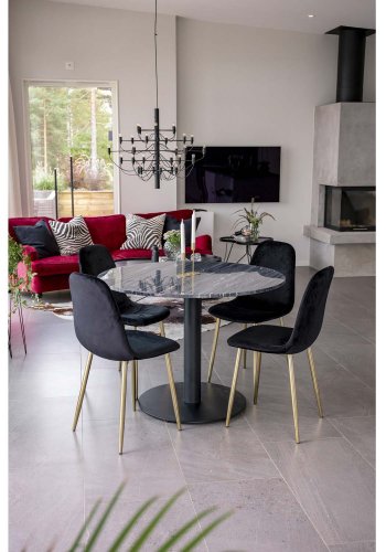 VENTURE DESIGN Estelle Esstisch &ndash; schwarzer Marmor und Metall (�106)