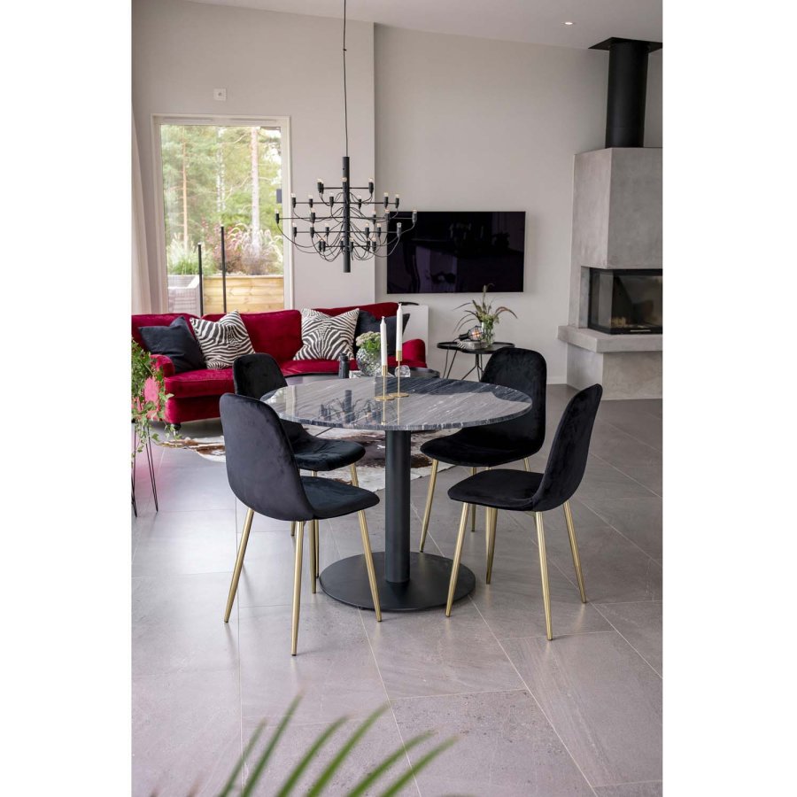 VENTURE DESIGN Estelle Esstisch &ndash; schwarzer Marmor und Metall (�106)