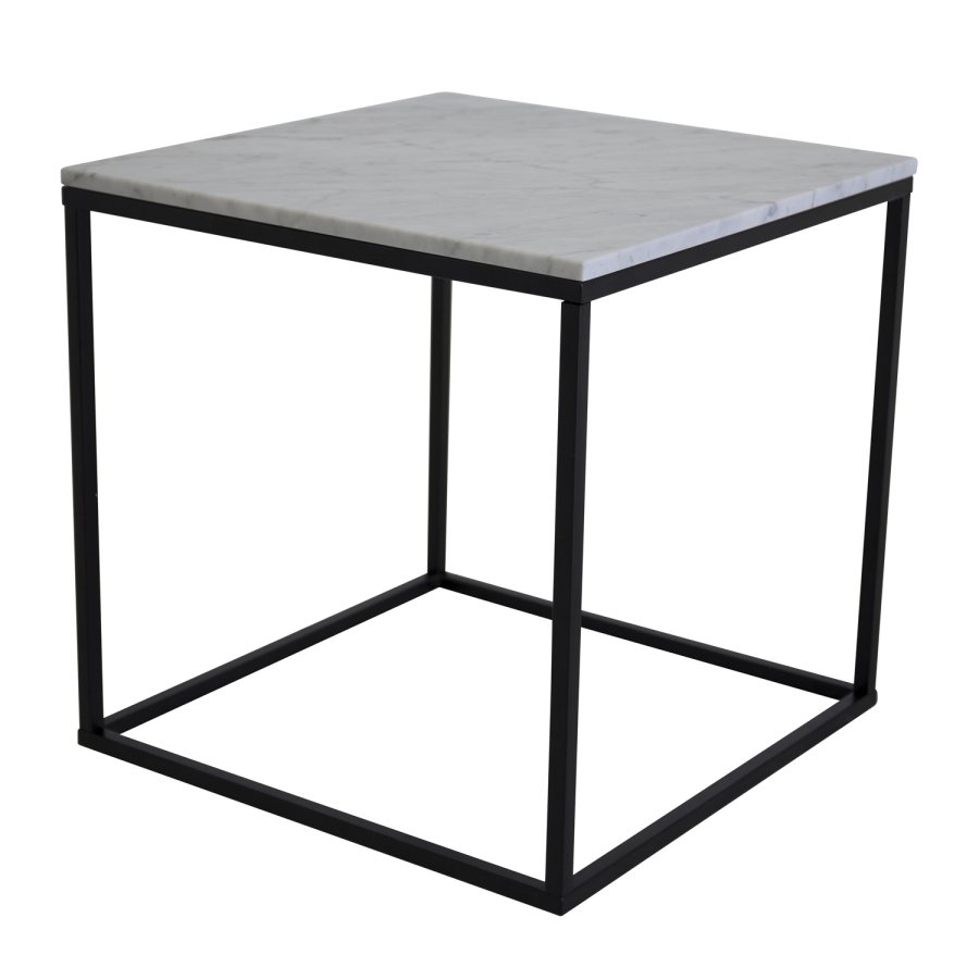 VENTURE DESIGN Estelle Beistelltisch - wei&szlig;er Marmor und schwarzes Metall (50x50)