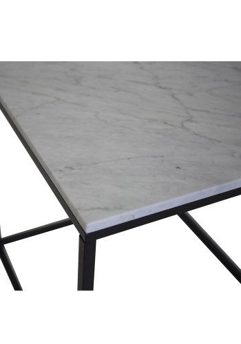 VENTURE DESIGN Estelle Beistelltisch - wei&szlig;er Marmor und schwarzes Metall (50x50)