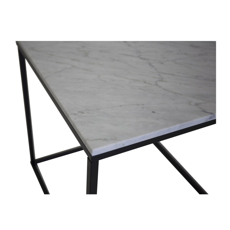 VENTURE DESIGN Estelle Beistelltisch - wei&szlig;er Marmor und schwarzes Metall (50x50)