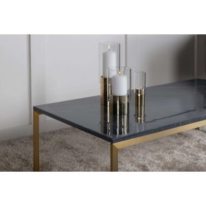 VENTURE DESIGN Estelle sofabord - sort marmor og messing metal (120x60)