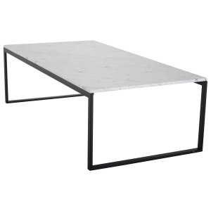 VENTURE DESIGN Estelle Couchtisch &ndash; wei&szlig;er Marmor und schwarzes Metall (120x60)