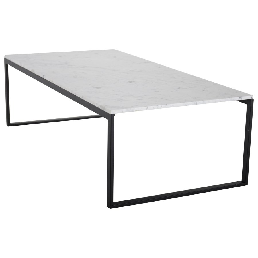 VENTURE DESIGN Estelle Couchtisch &ndash; wei&szlig;er Marmor und schwarzes Metall (120x60)