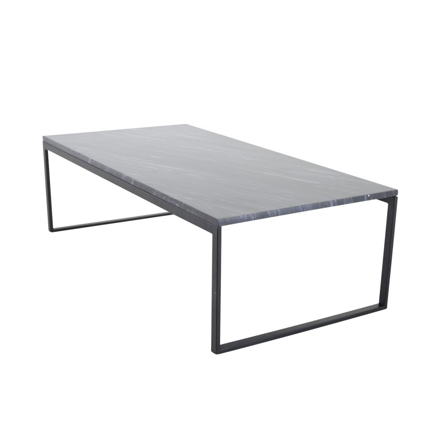 VENTURE DESIGN Estelle Couchtisch, rechteckig &ndash; schwarzer Marmor und schwarzes Metall (120x60)