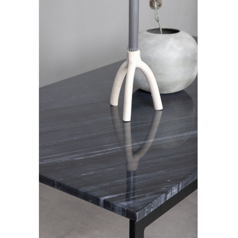 VENTURE DESIGN Estelle Couchtisch, rechteckig &ndash; schwarzer Marmor und schwarzes Metall (120x60)