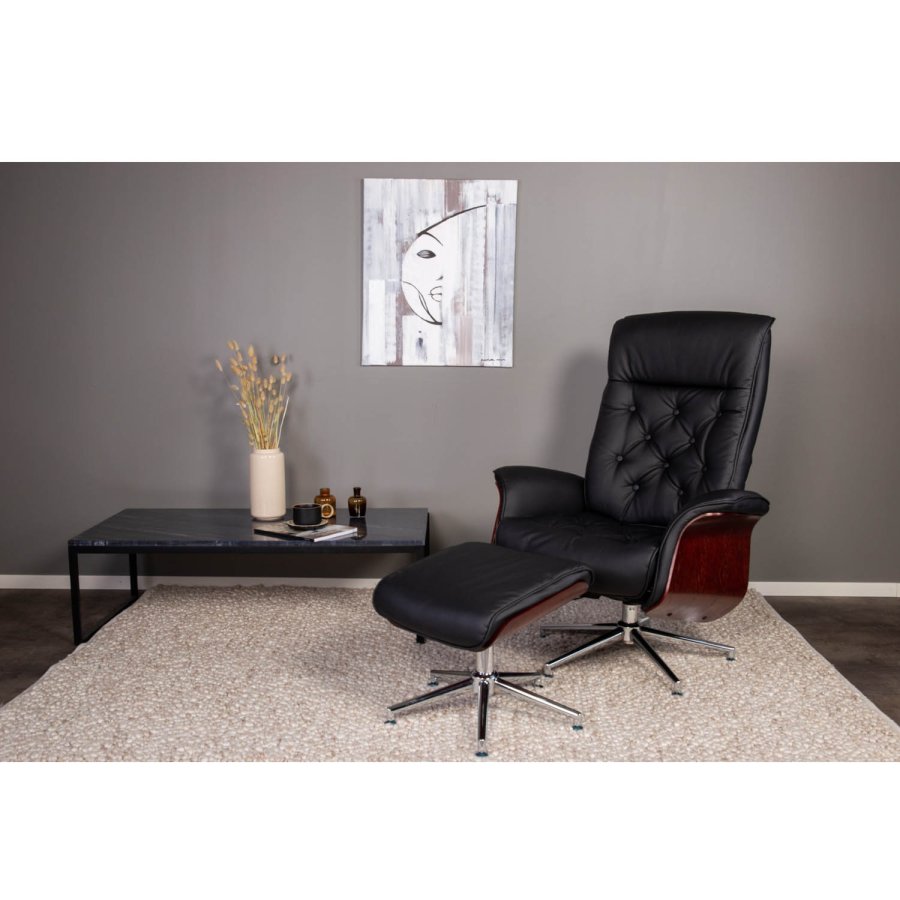 VENTURE DESIGN Estelle Couchtisch, rechteckig &ndash; schwarzer Marmor und schwarzes Metall (120x60)