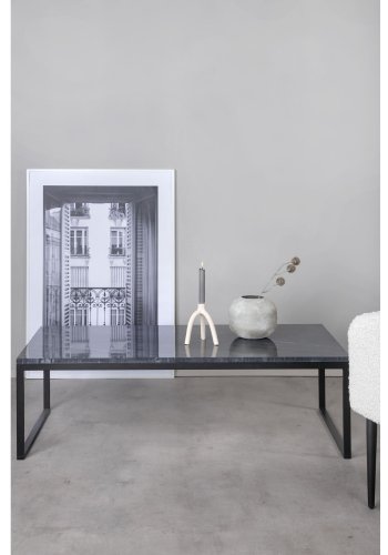 VENTURE DESIGN Estelle Couchtisch, rechteckig &ndash; schwarzer Marmor und schwarzes Metall (120x60)